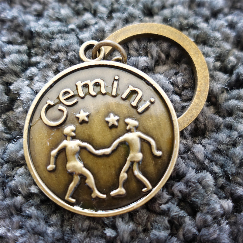 Wholesale 12 Constellations Retro Metal Keychains